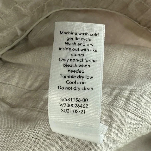 Athleta Cabo Tide Linen Jogger Pants Womens Size 16T Tall Beige Camo Drawstring - Picture 7 of 11